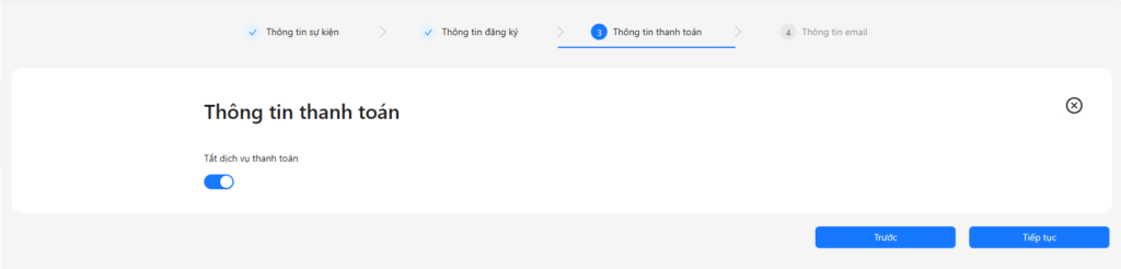 Khai báo thông tin sự kiện: thông tin thanh toán