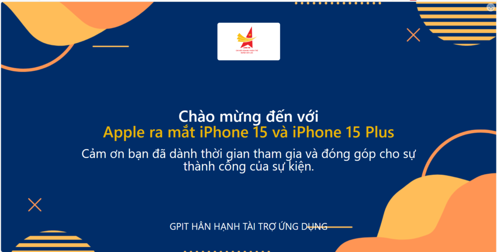 Màn hình chào mừng sự kiện có logo nhà tài trợ